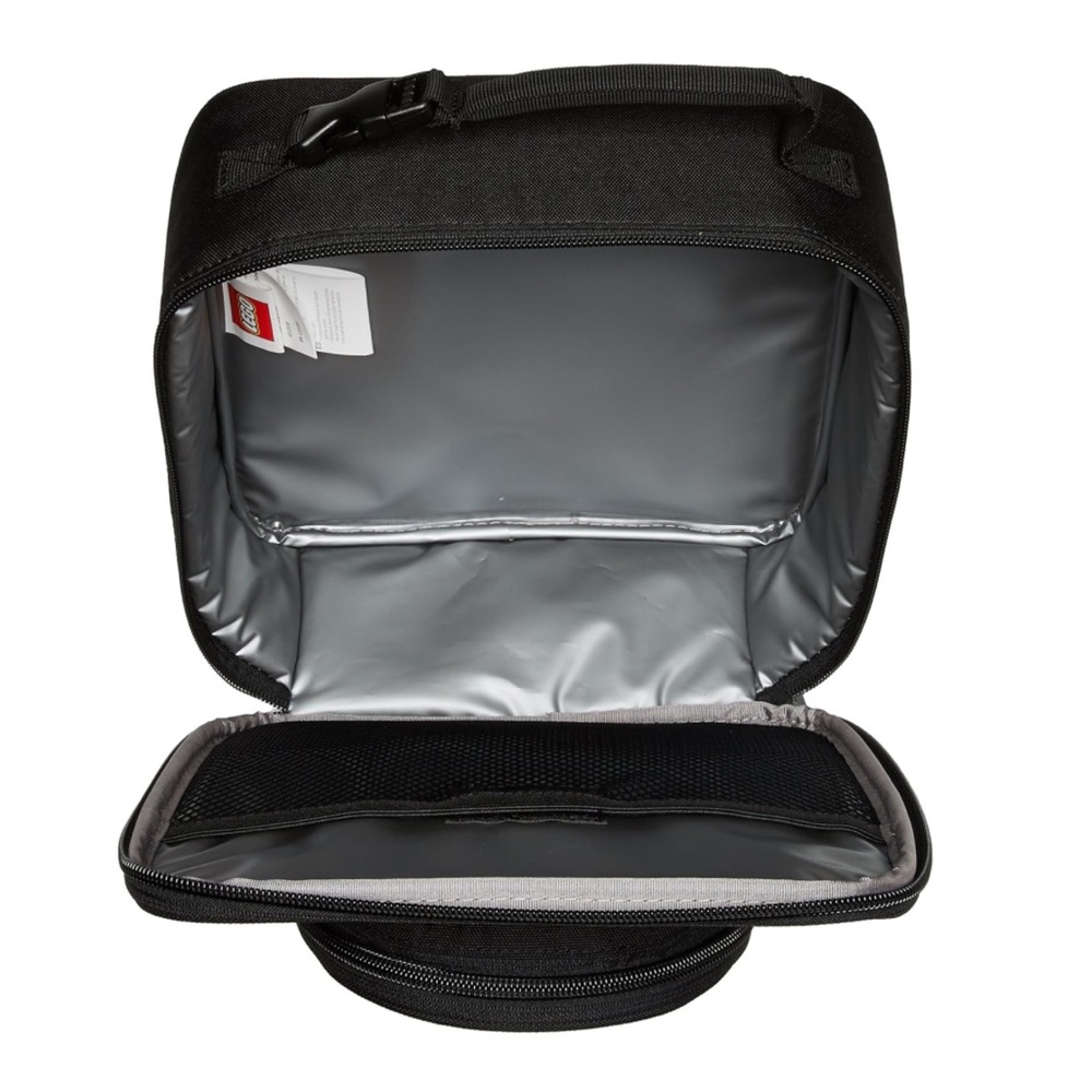 LEGO Black Lunch Bag, Durable Insulated with Mesh Pouch and Zip Compartment - Picture 4 of 5